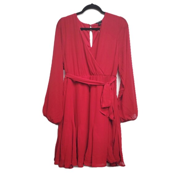NWT Torrid 1 Red Chiffon Surplice Mini Dress 1X 14 16 - Picture 6 of 12